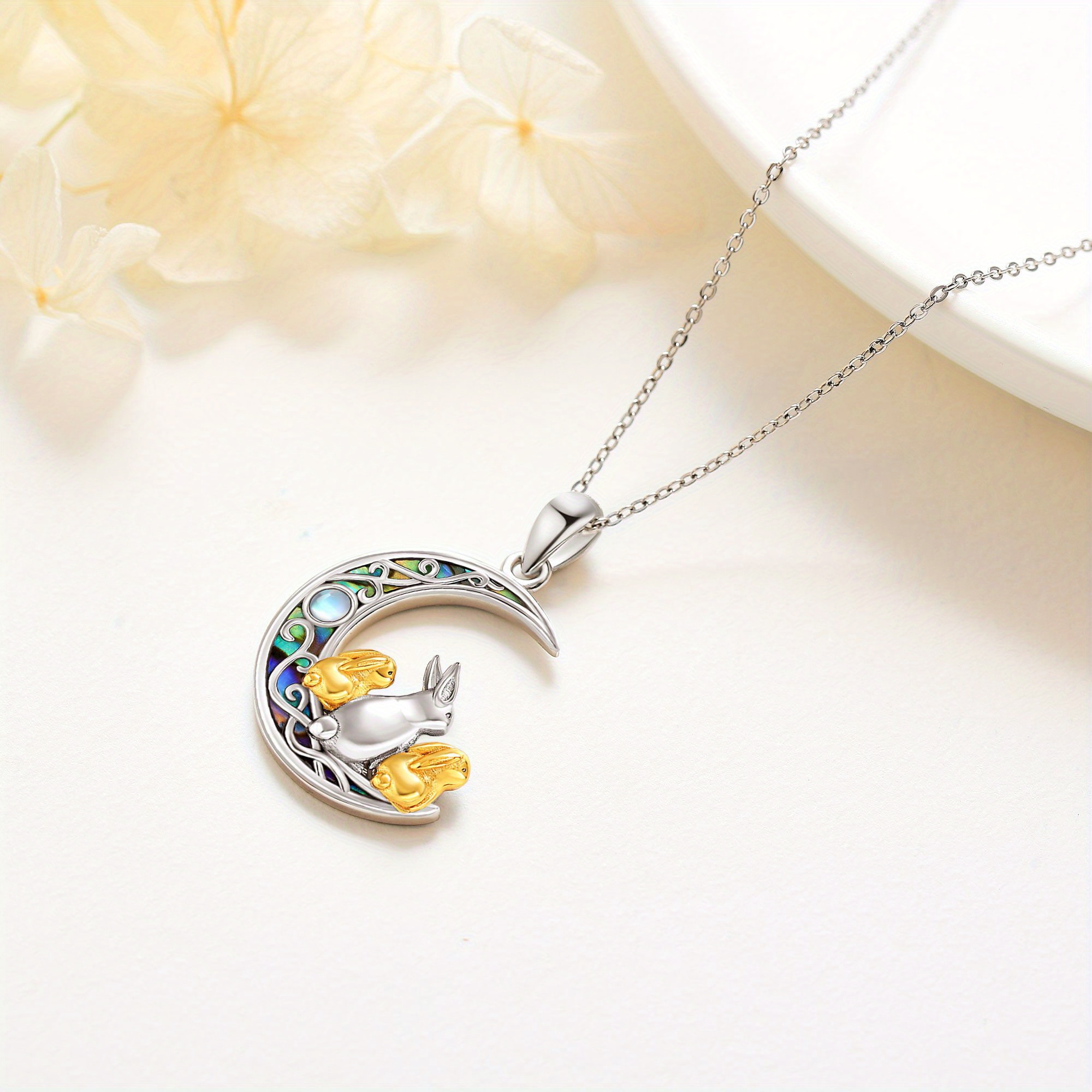 Women's Sterling Silver Rabbit Bunny Pendant Necklace